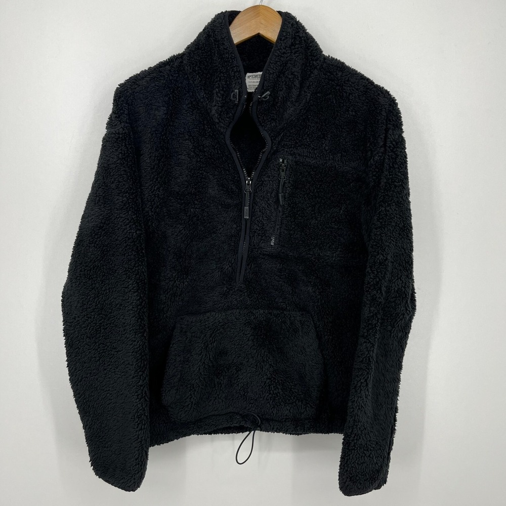 PINK Victoria's Secret Sherpa Jacket Women's S Black 1/2 Zip Pullover Oversized